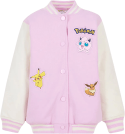 Pokemon Pikachu Jigglypuff Little Girls French Terry Varsity Bomber Jacket Pink 6