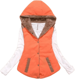 Cardigan for Women Fuzzy Fleece Hooded Sherpa Jackets Open Front Sleeveless Sweater Vest Warm Quilted Coat Pockets Medium B-orange