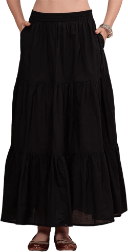 Gifts For Her Womens Casual Summer Cotton Maxi Dress Long Skirt Dress A-Line Flared Tiered Midi Skirt With Pockets at Amazon Women’s Clothing store