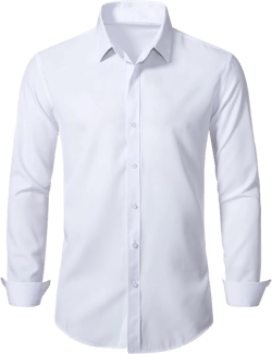 BEILU Stretch Mens Slim Fit Dress Shirts Formal Long Sleeve Button Down Shirts Large White