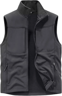 Fleece Lined Vest Men Big and Tall Sleeveless Jacket Casual Zip Up Vest Stand Collar Vest Lightweight Warm Vest Dark Gray 5X-Large