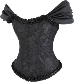 SHENHE Women's Off Shoulder Corset Top Lace Up Ruffle Trim Bustier Boned Overbust Renaissance Bodyshaper Corset Large Black