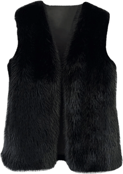 Youhan Women's Faux Fur Vest Large Black