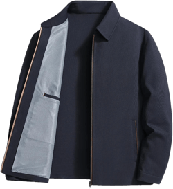 Mens Bomber Jackets Solid Color Lightweight Jacket Fashion Zipper Outdoor Coat With Pockets Large Navy Blue