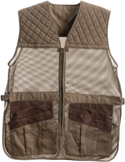 Men's Shooting Vest, Olive – Breathable Mesh & Cotton, Padded Shoulders – Vest for Range, Skeet, and Trap Shooting