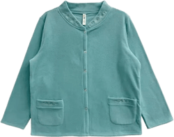 LA CERA Women's Plus Size Embroidered Snap Front Fleece Bed Jacket