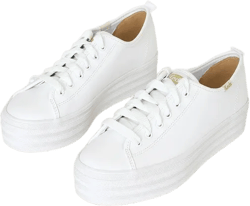 Triple Up White Leather Platform Sneakers