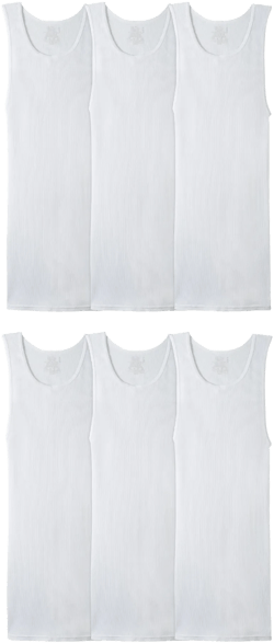 Fruit of the Loom Men's EverSoft Cotton A-Shirt Tank Top Undershirts, 6-Pack, Moisture-Wicking, White & Assorted Colors, Sizes S-5XB