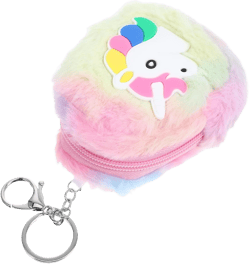 Cartoon Plush Coin Purse with Zipper and Keychain Cute Unicorn Money Bag for Women and Girls Compact Wallet for Coins and Lipstick Present Choice Lightweight Change Pouch Multi 1 10.00X9.00X4.50CM