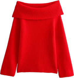 Wyeysyt Womens Off The Shoulder Sweaters Knit Oversized Pullover Sweaters Chunky Long Sleeve Pullover Tops Red Small