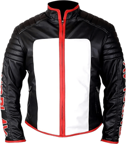 Mr Terrific Super Hero Cosplay Biker Leather Jacket 3X-Large Black and White - Real Leather