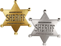 JIEYAO 2 Pack Sheriff Badges, Western Brooch Police Badges, Metal Cowboy Accessories Western Police Vest Badge Old West Badge Pins for Cowboy Party Decor School Carnival Prizes Party Bag Gift Fillers