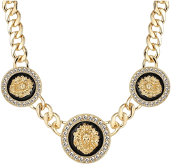 Women's Hip Hop Basketball Wives 3 Lion Heads Chunky Chain Necklace Crystal Statement Linked Choker Necklaces Party Costume Outfit Cocktail Club Animal Jewelry