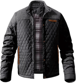 FTIMILD Men's Diamond Quilted Puffer Down Jacket Lightweight Casual Button Down Coats