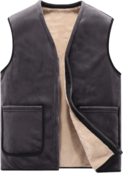 Hotmiss Mens Sherpa Fleece Lined Vest Sleeveless Zip Up Winter Warm Outdoor Travel Vest Jacket Large Gray