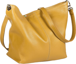 LiaTalia Womens Shoulder Bag - Soft Grained Leather - Medium Size Hobo Handbag Purse Made with 100% Italian Leather - Adal One Size Mustard Yellow
