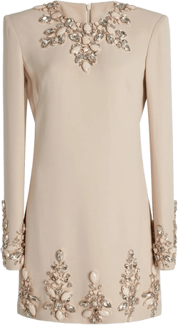 Women's Fashion Designer Dresses Long Sleeve Stunning Rhinestone Diamonds Beaded Dress