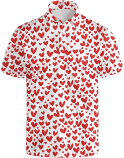 Men's Golf Shirts Moisture Wicking Quick Dry Performance Golf Polo Shirts for Men Fashion Print Short Sleeve Polo Shirts Medium Style-heart