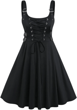 ROSE GAL Womens Plus Size Dresses Sleeveless Wrap Gothic Vintage 50S Spaghtti Strap Swing Maxi Dress Black_23 1X