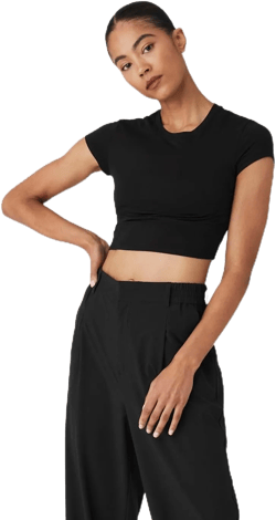Alo Yoga Women's Alosoft Crop Finesse Tee X-Small Black