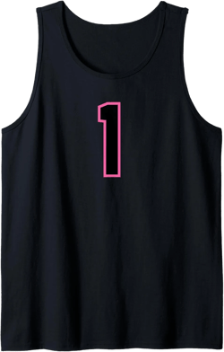 1 Sport Pink Black Varsity Number Tank Top