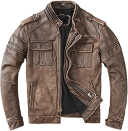 Mens Cafe Racer Jacket - Distressed Leather Jacket Men - Vintage Brown Leather Jacket - Genuine Lambskin Biker Jacket