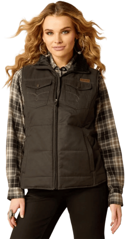 ARIAT (WSL Womens Grizzly Banyan Bark Quilted Vest Large Black
