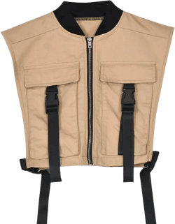 Khaki Fashion Utility Vest with Buckle Strap