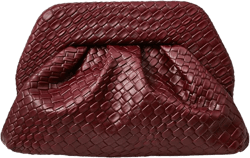 QWINEE Women's Woven Clutch Purse Elegant Evening Bag Dumpling Bag Ruched Faux PU Leather Handbag