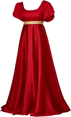 Kate Dress Vintage Regency Dress Tea Party Dress for Women with Satin Sash Ruffle Empire Waist Dress Gown Red-XL