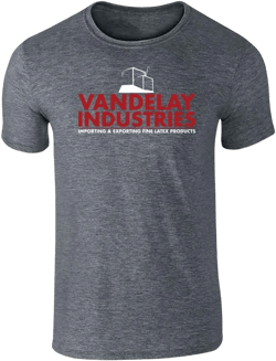 Pop Threads Vandelay Industries Company Logo Retro 90s Graphic Tee T-Shirt for Men XX-Large Sstee | Dark Heather Gray