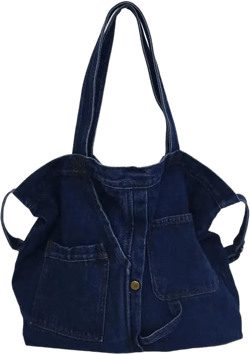 Denim Shoulder Bag Canvas Messenger Bag for Women Men Tote Bag Casual Retro Aesthetic Crossbody Bag Hobo Handbag Dark Blue