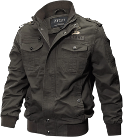 Minishion Men's Pocket Zip Fashion 100% Cotton Outdoor Lightweight Jackets Large Br931#army Green