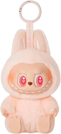 Fangool Labubu Keychain Modern Home Decoration Plush Doll Keychain Birthday (Pink)