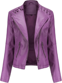 Women's Faux Leather Jackets Motorcycle Plus Size Moto Biker Coat Short Outwear X-Large Dark Purple