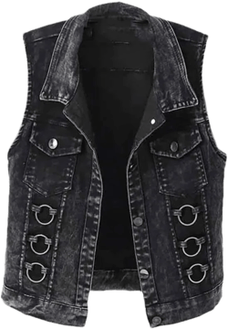 JNKIHAPOT Fashion Denim Vest Female Spring Autumn Sleeveless Wild Tops Short Jacket XX-Large Black 1