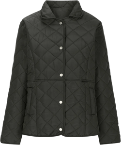 Women's Puffer Jacket Long Sleeve Button Down Lapel Quilted Coats Casual Lightweight Outwear Jacket With Pockets A02-black Large