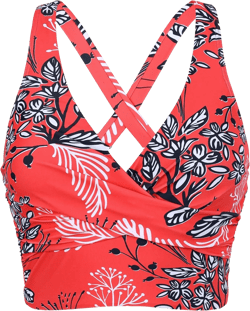 Firpearl Women's Underwire Bikini Tops Only - Longline Swimsuit Top Criss Cross Push Up Swim Crop Top 2025 Red Floral 10