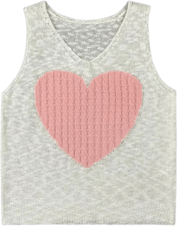 Womens Cute Heart Sweater Vest Spring 2025 Trendy Sexy V Neck Sheer Cable Knit Sleeveless Tank Top