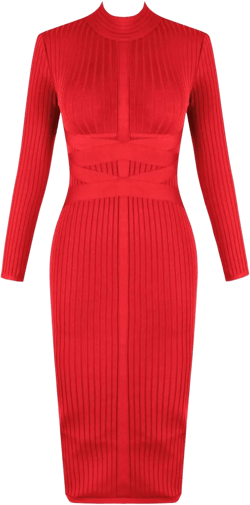 whoinshop Women's Cross Strap Ribbed Bandage Long Sleeve Midi Fall Winter Bodycon Party Dress Medium Red