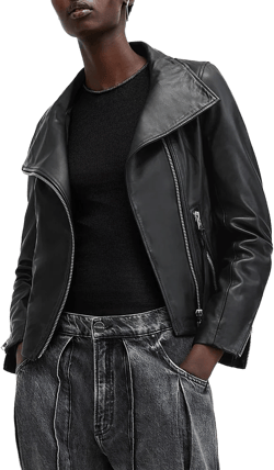 AllSaints Women's Black Ellis Leather Biker Jacket