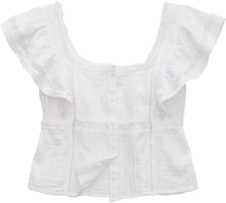 Aerie Button Front Ruffle Sleeve Top