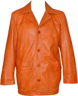 'Fight Club' Men's Orange Hollywood Film Movie Style Leather Reefer Jacket Coat X-Large