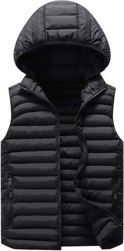 Mens Puffer Vest Fall Winter Quilted Puffer Down Vest Lightweight Slim Fit Zip Up Sleeveless Jacket with Hood Black XX-Large