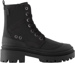 LACED FABRIC ANKLE BOOTS