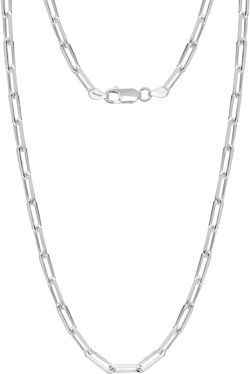 LeCalla 925 Sterling Silver Light-Weight Italian 3MM Paper Clip Link Chain Necklace Jewelry Gifts for Female 20" Inch