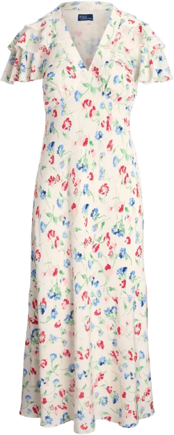 floral-print silk midi dress