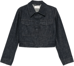 Two Pocket Cropped Jacket In Blue