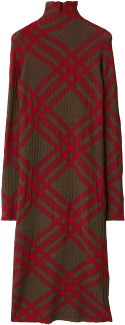 checkered wool blend shift dress 
