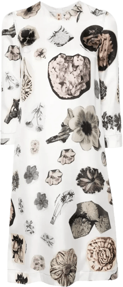 floral collage-print silk dress
